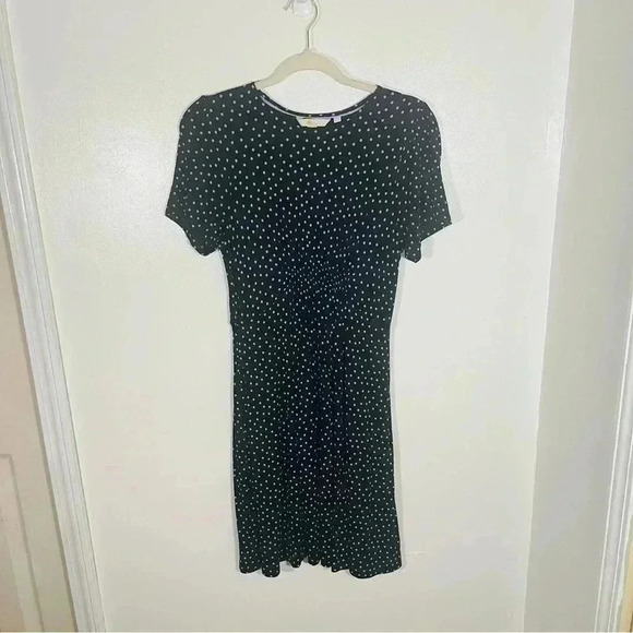 Boden Crew Neck Jersey Dress Mini Scattered Polka Dot Preppy Garden Party Light - Picture 2 of 8